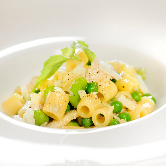Mezzi Canneroni Rigati with broad beans and peas