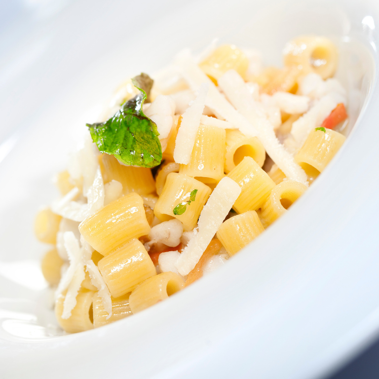 Canneroni Rigati with monkfish, mint and pecorino cheese