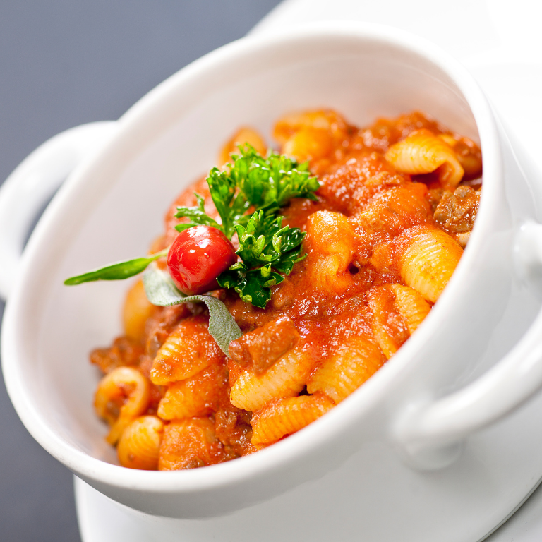 Gnocchi Sardi with sauteed pork and Pecorino di Fossa cheese