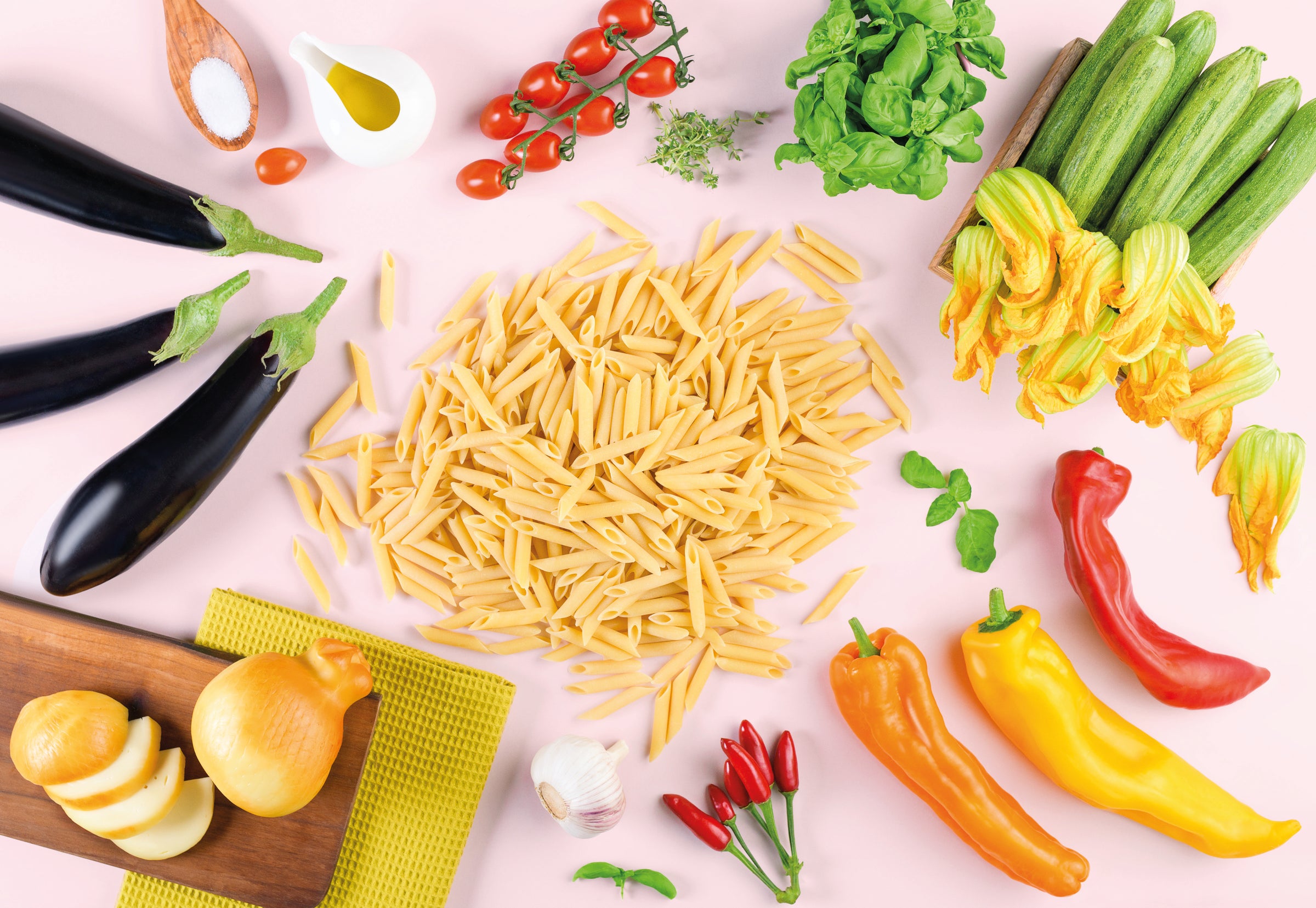 Penne Mezzani Lisce vegetable style with smoked provola