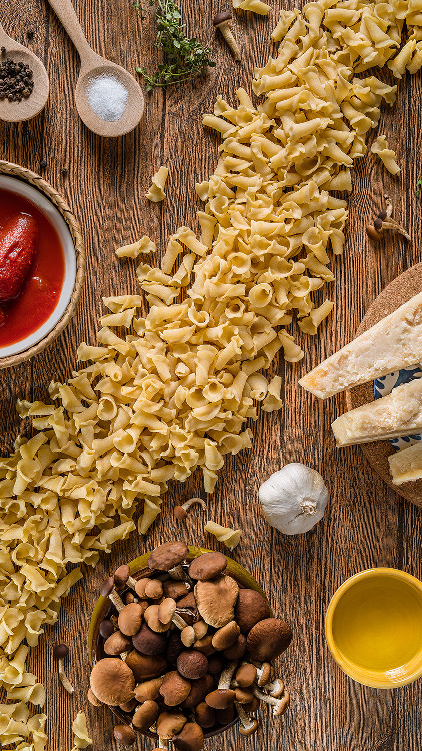 Gigli with mushrooms and Corbarino tomato